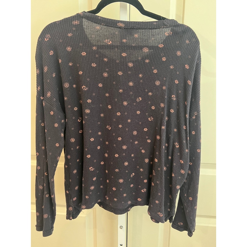 Madewell Waffle Knit Henley Pajama Top Bandana Floral Night Vision Thermal small - Picture 3 of 8